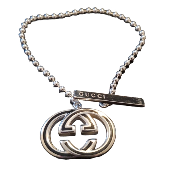 Gucci Interlocking GG Black/Silver 925 Women's Toggle Bracelet - EUC - Picture 4 of 11